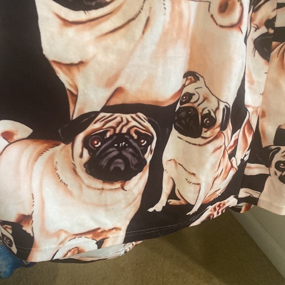 PUG Print Adorable Long Adult Comfy Bath Robe with Belt & Front Pockets Sz OS - Picture 6 of 14